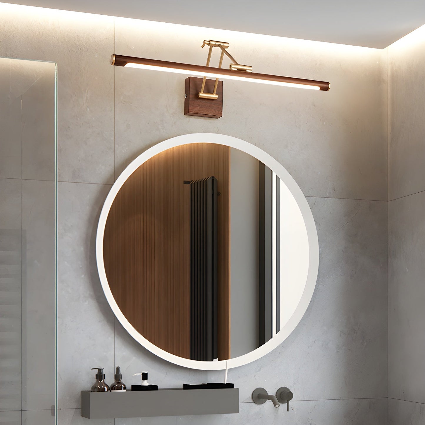 Walnut Linear Adjustable Wall Light - Dimmable & Energy Efficient