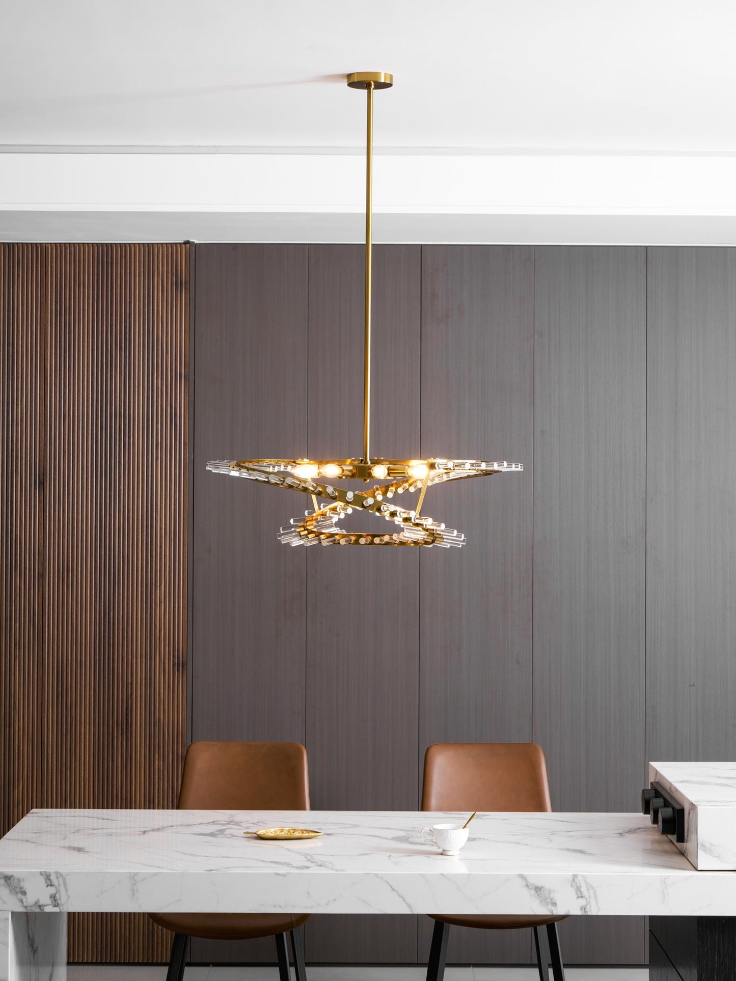 Waltz Art Chandelier - Elegant Design with Adjustable Height & LED Com