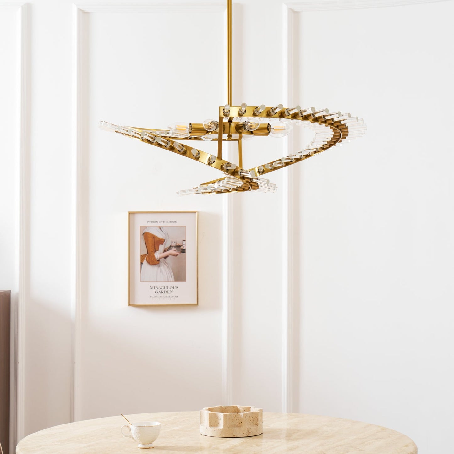Waltz Art Chandelier - Elegant Design with Adjustable Height & LED Com