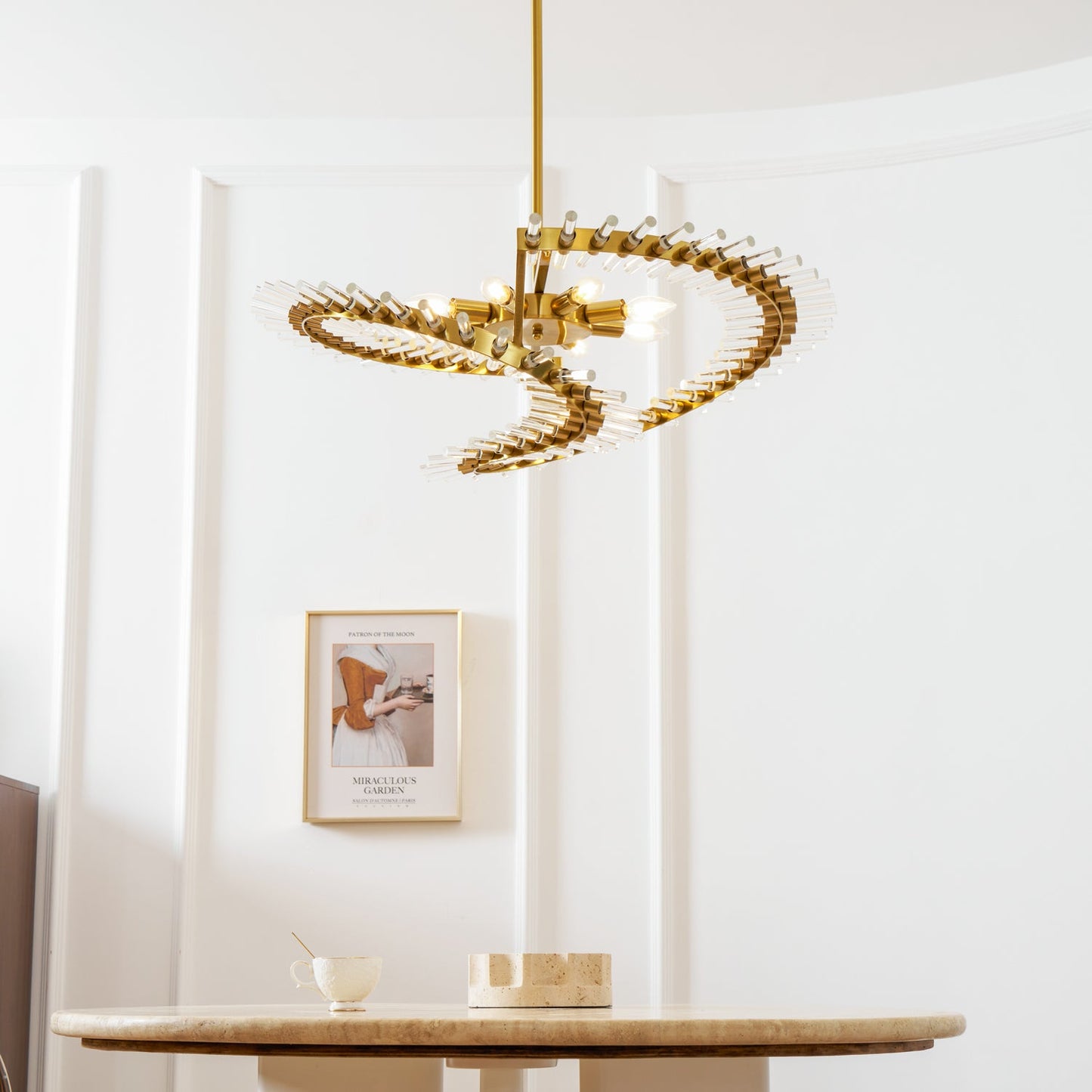 Waltz Art Chandelier - Elegant Design with Adjustable Height & LED Com