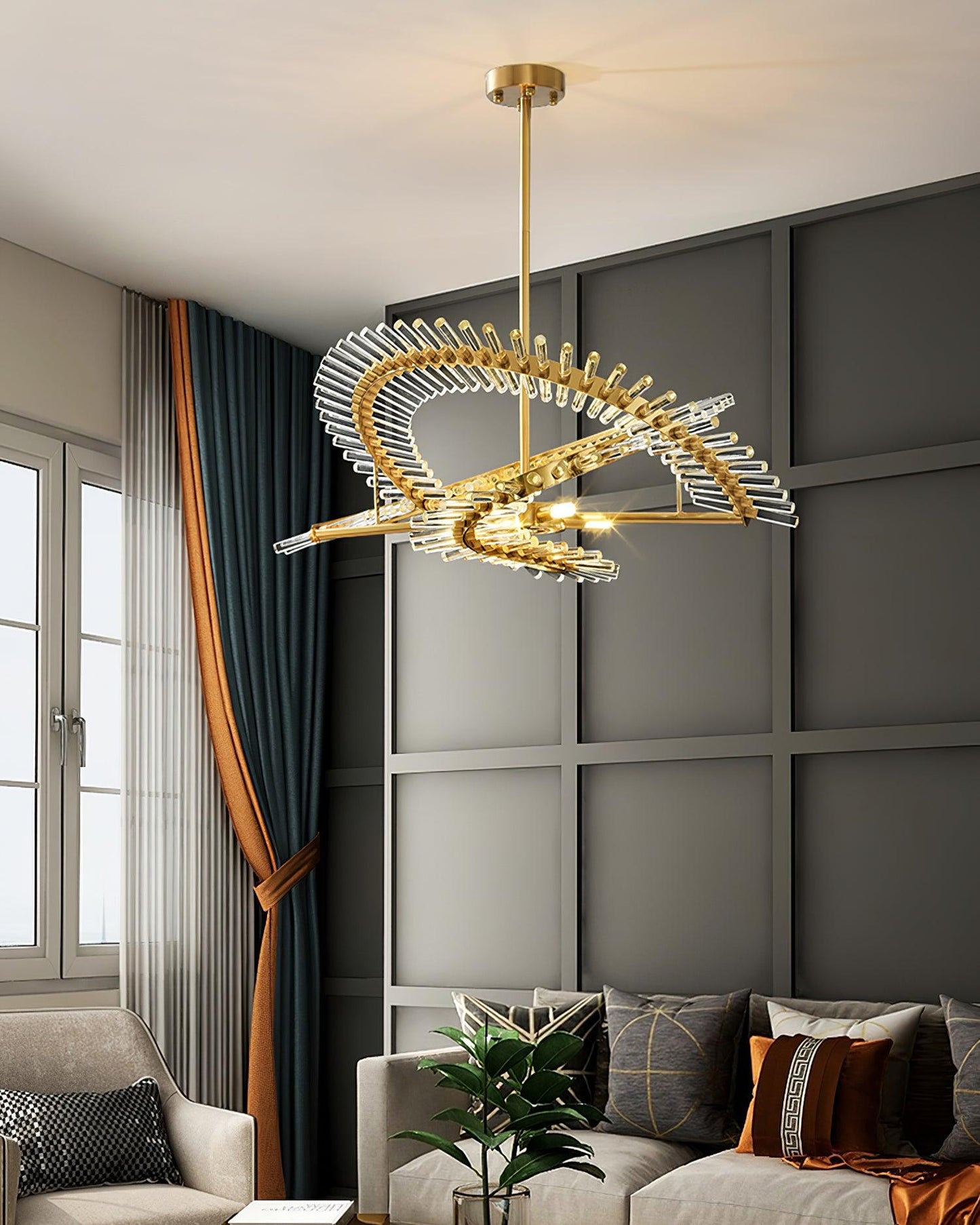 Waltz Art Chandelier - Elegant Design with Adjustable Height & LED Com