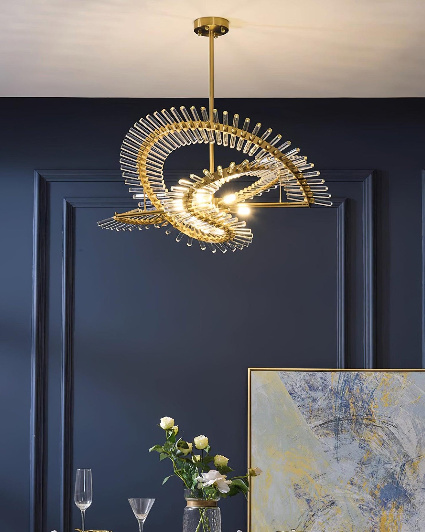 Waltz Art Chandelier - Elegant Design with Adjustable Height & LED Com