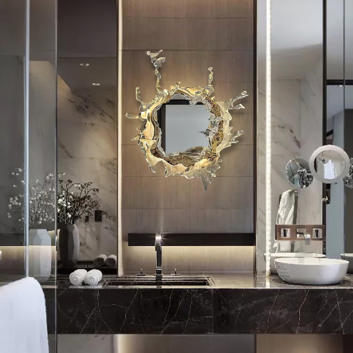 Water Drop Mirror Wall Lamp - Adjustable Brightness, Elegant Design