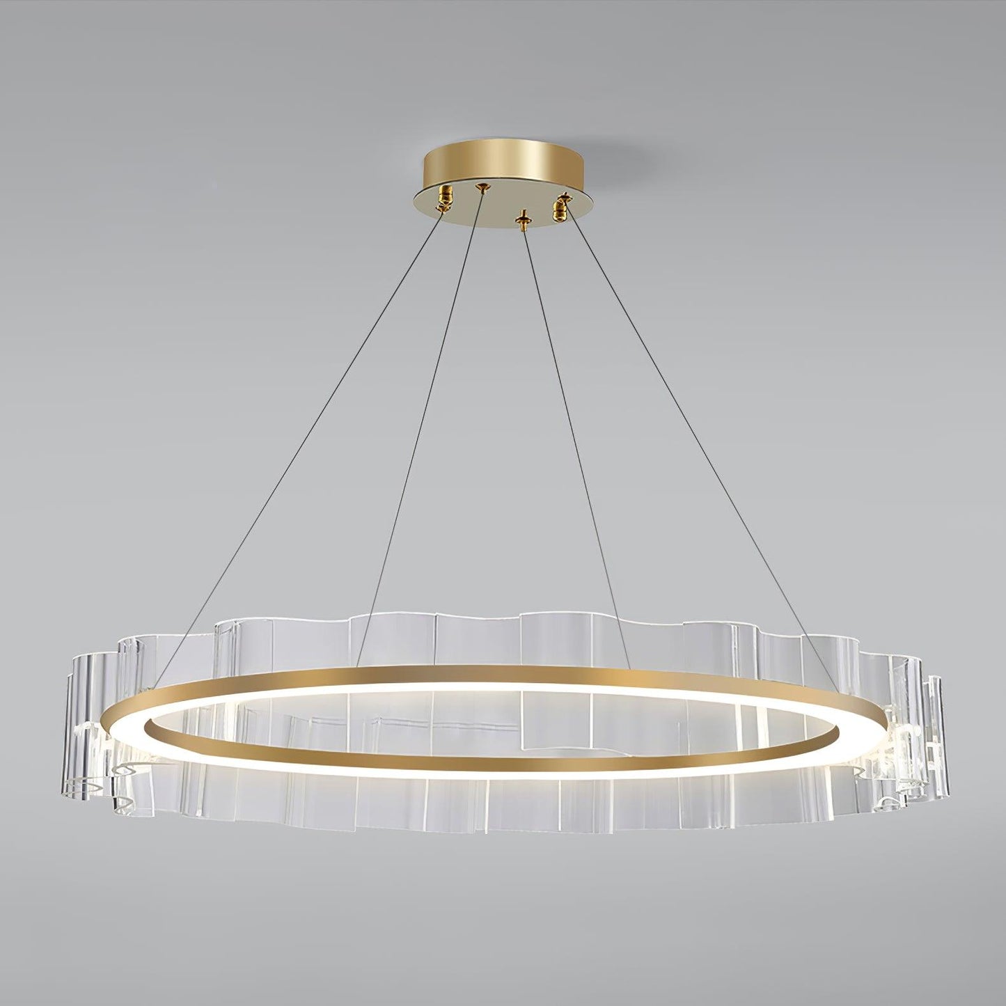 Elegant Water Wave Glass Chandelier with Adjustable Height & Dimmable