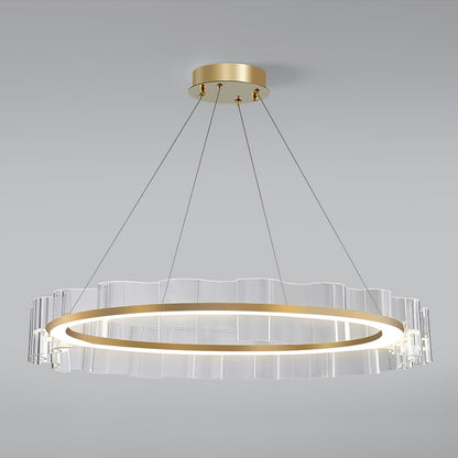 Elegant Water Wave Glass Chandelier with Adjustable Height & Dimmable