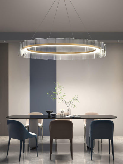 Elegant Water Wave Glass Chandelier with Adjustable Height & Dimmable