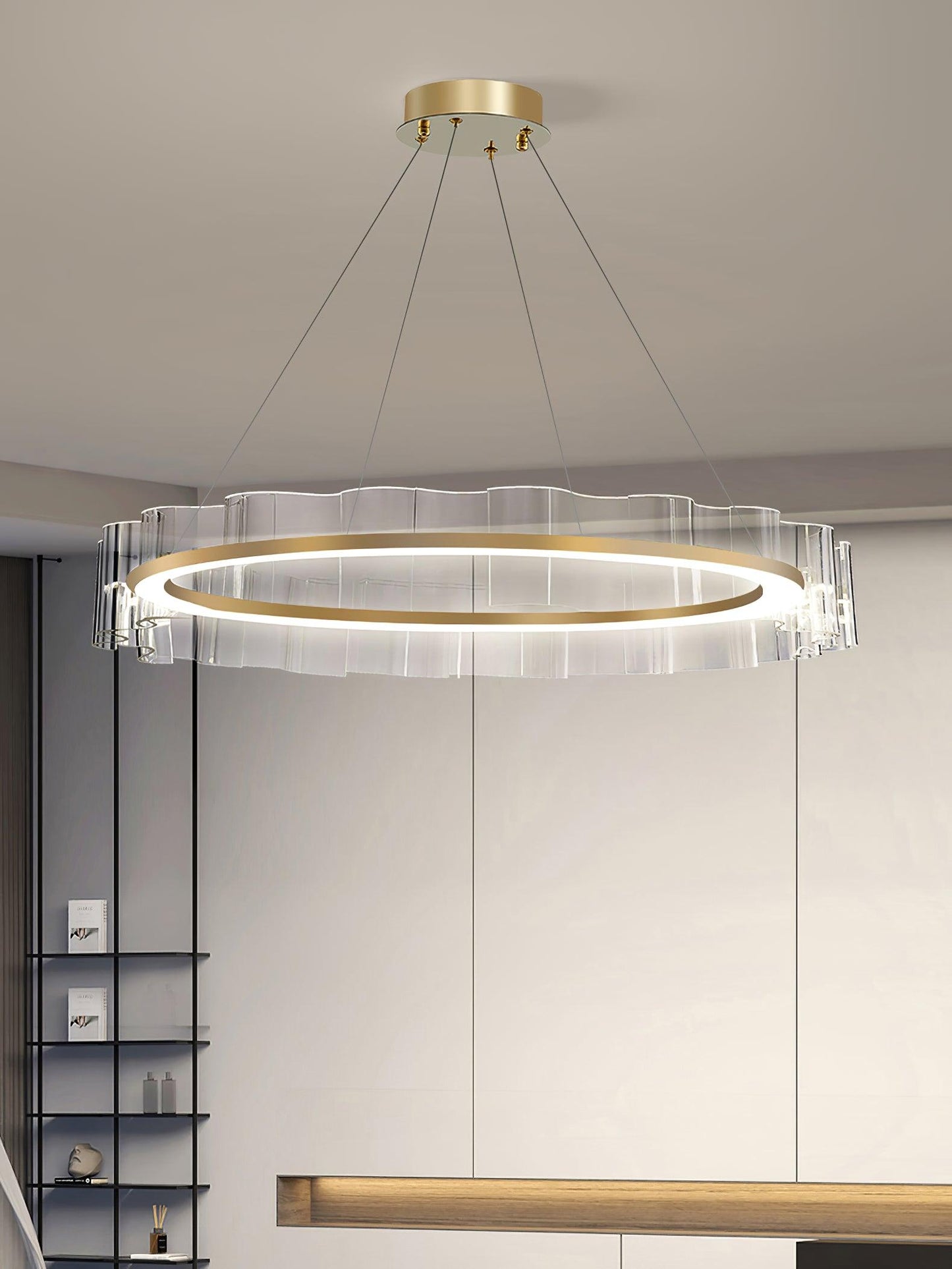 Elegant Water Wave Glass Chandelier with Adjustable Height & Dimmable