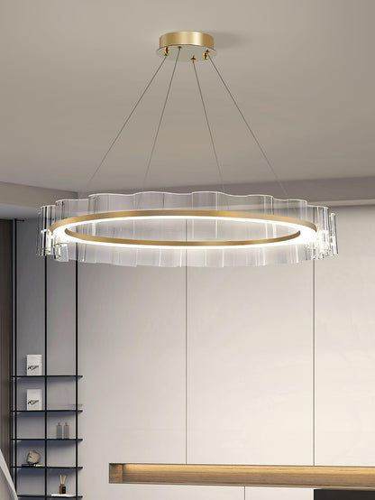 Elegant Water Wave Glass Chandelier with Adjustable Height & Dimmable