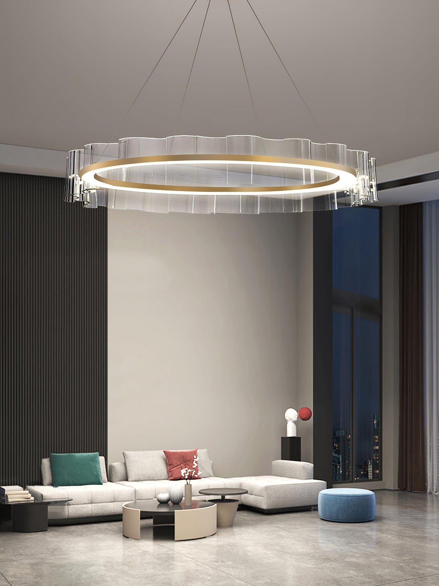 Elegant Water Wave Glass Chandelier with Adjustable Height & Dimmable