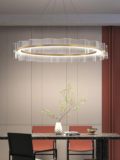 Elegant Water Wave Glass Chandelier with Adjustable Height & Dimmable