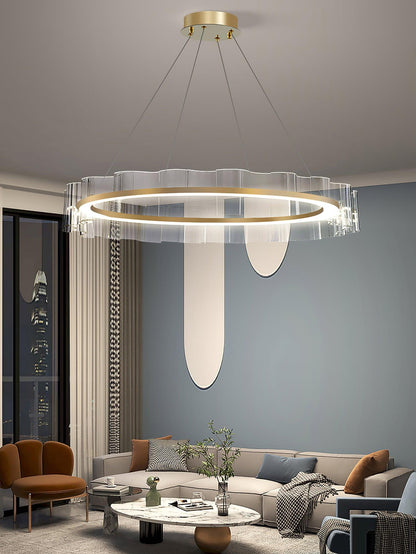 Elegant Water Wave Glass Chandelier with Adjustable Height & Dimmable