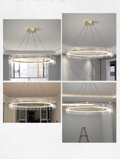 Elegant Water Wave Glass Chandelier with Adjustable Height & Dimmable