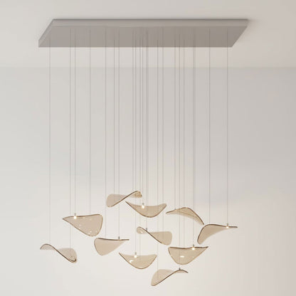 Elegant Wave Floating Leaf Chandelier with Adjustable Brightness & Eco