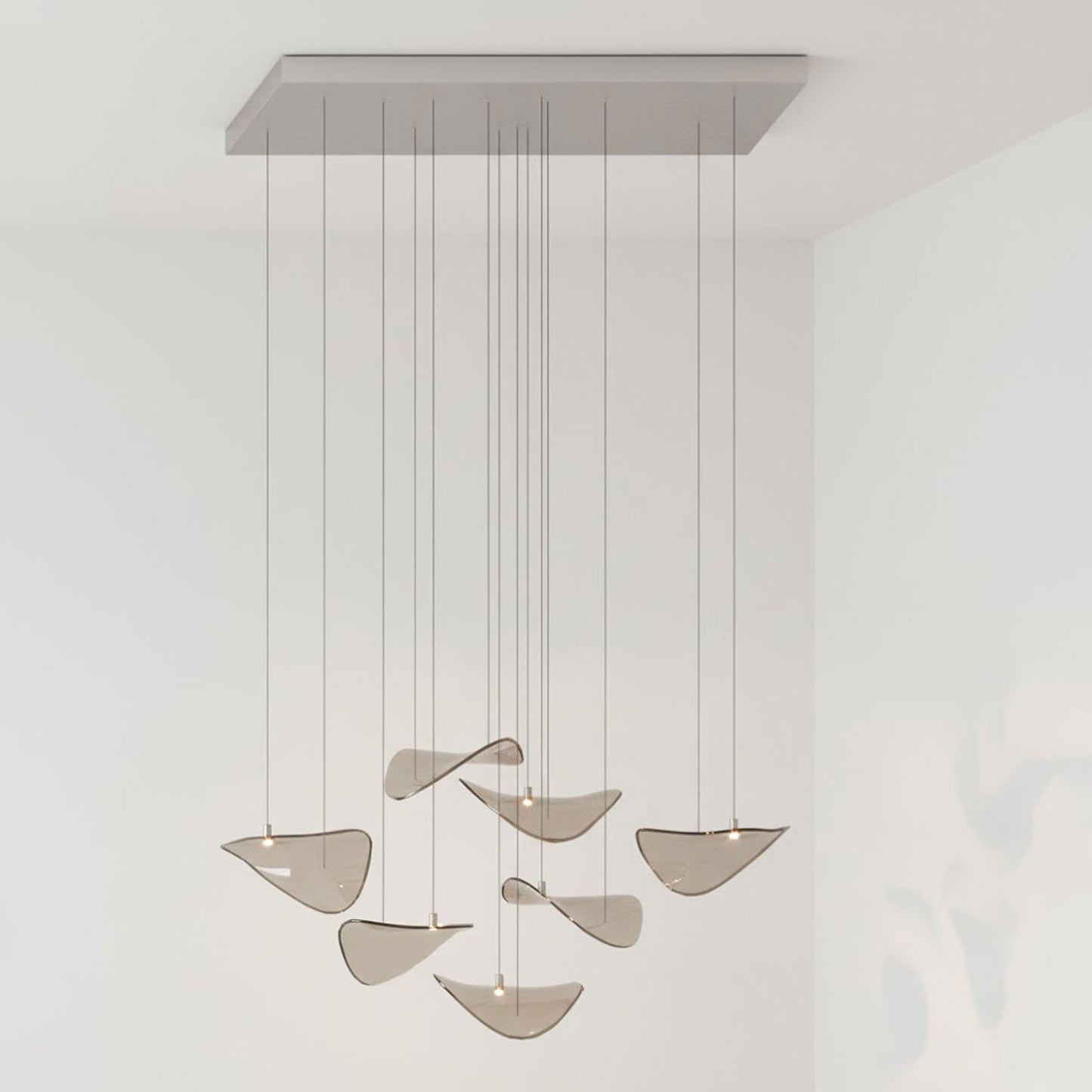 Elegant Wave Floating Leaf Chandelier with Adjustable Brightness & Eco
