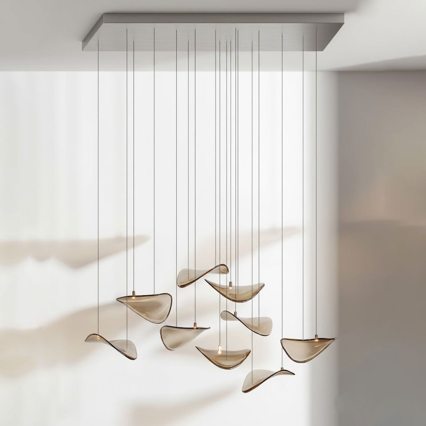Elegant Wave Floating Leaf Chandelier with Adjustable Brightness & Eco