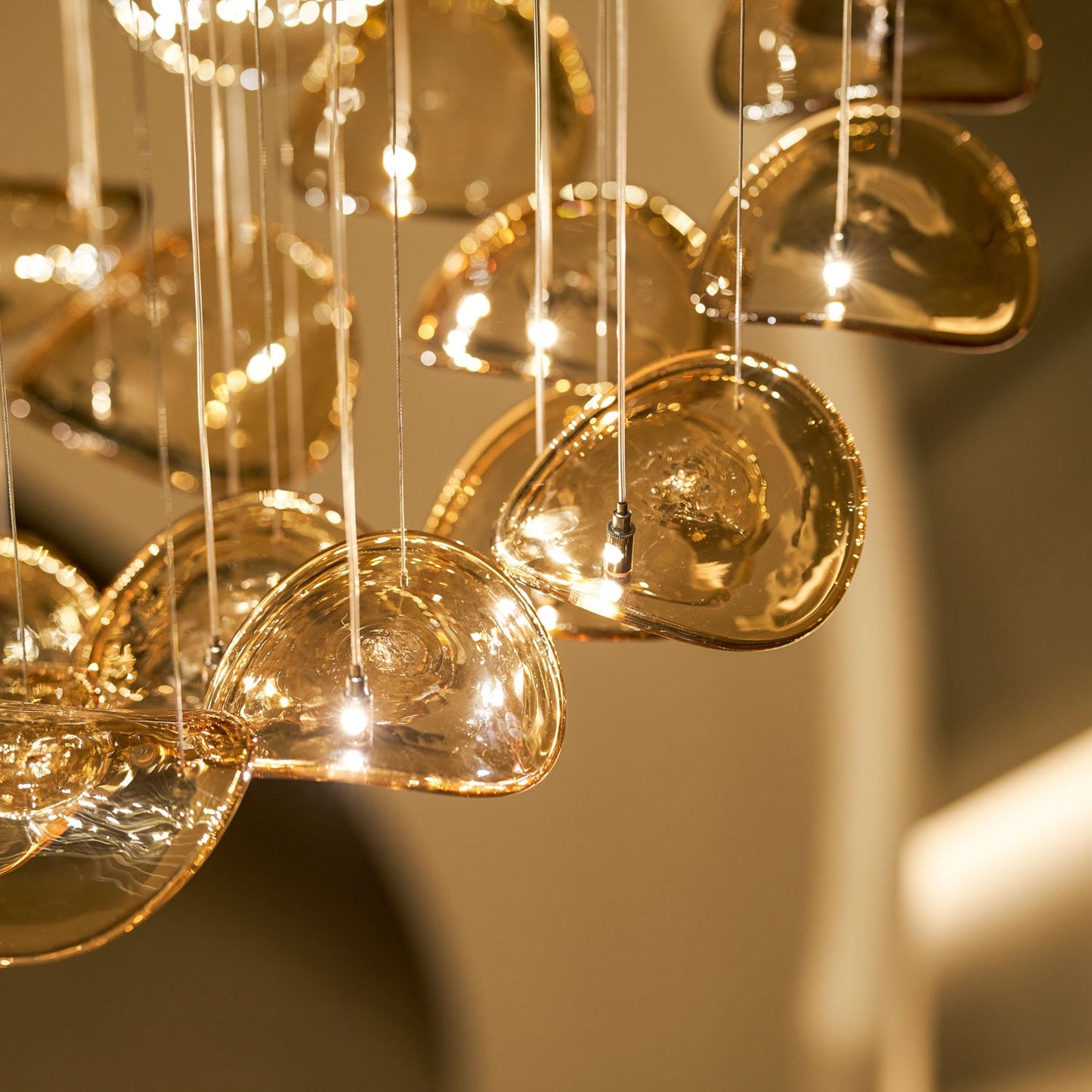 Elegant Wave Floating Leaf Chandelier with Adjustable Brightness & Eco