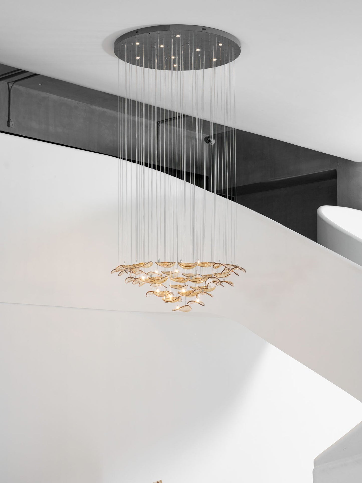 Elegant Wave Floating Leaf Chandelier with Adjustable Brightness & Eco