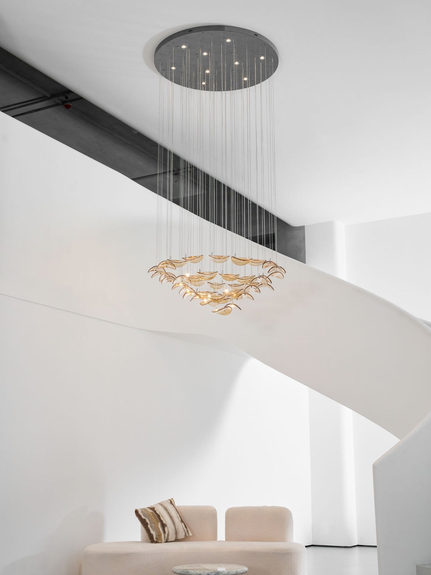 Elegant Wave Floating Leaf Chandelier with Adjustable Brightness & Eco