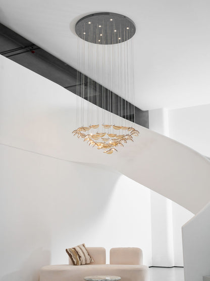 Elegant Wave Floating Leaf Chandelier with Adjustable Brightness & Eco