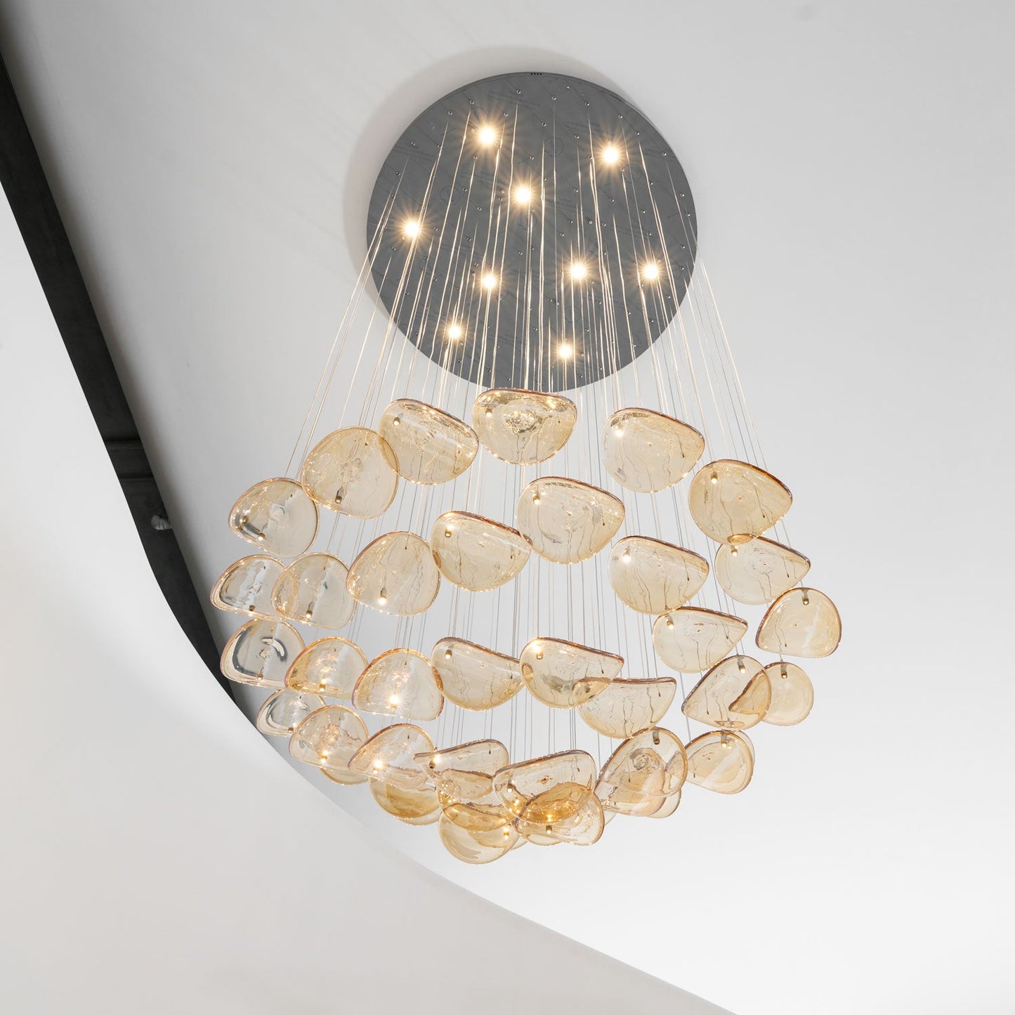 Elegant Wave Floating Leaf Chandelier with Adjustable Brightness & Eco