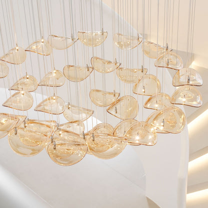 Elegant Wave Floating Leaf Chandelier with Adjustable Brightness & Eco