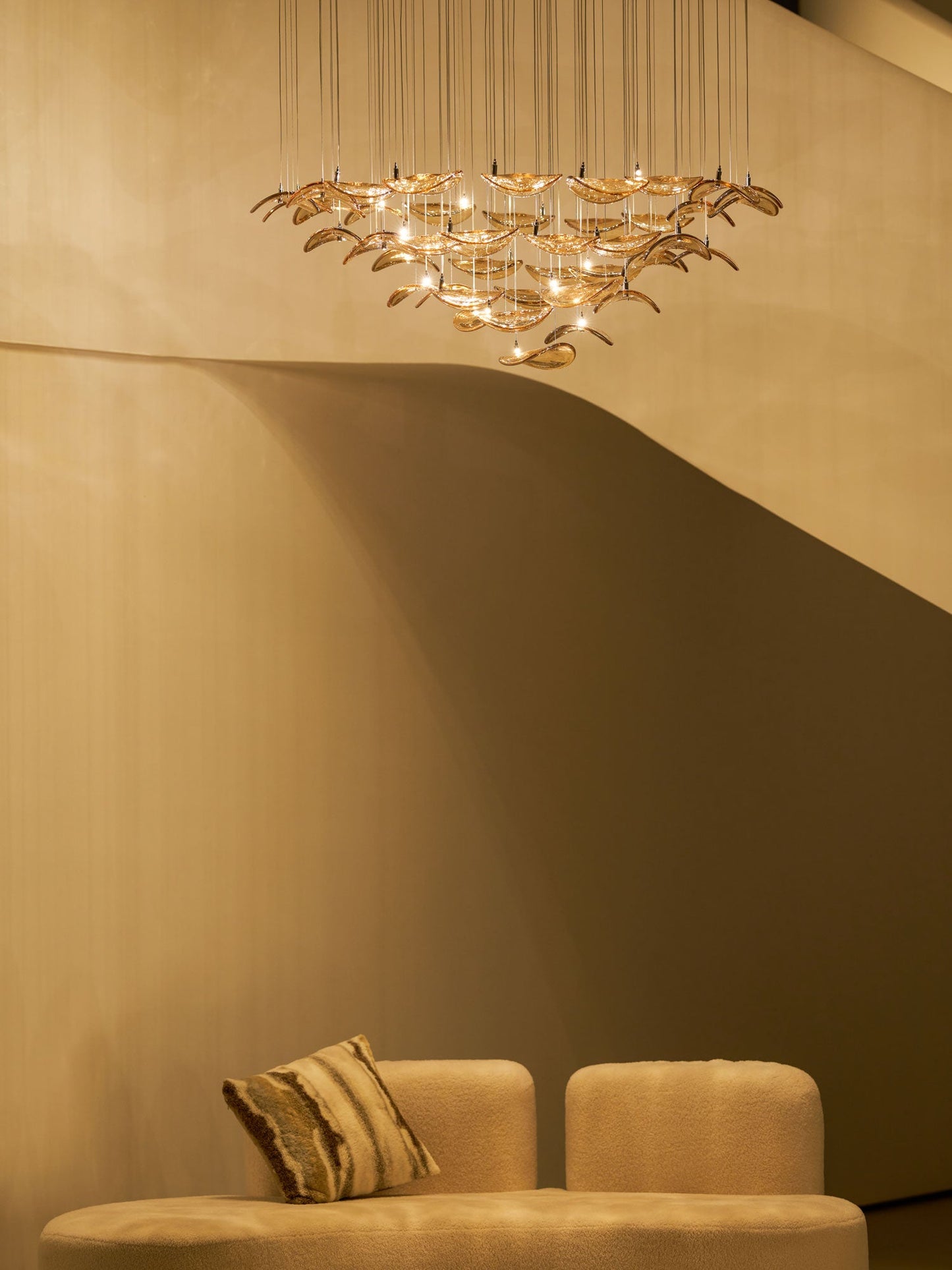 Elegant Wave Floating Leaf Chandelier with Adjustable Brightness & Eco