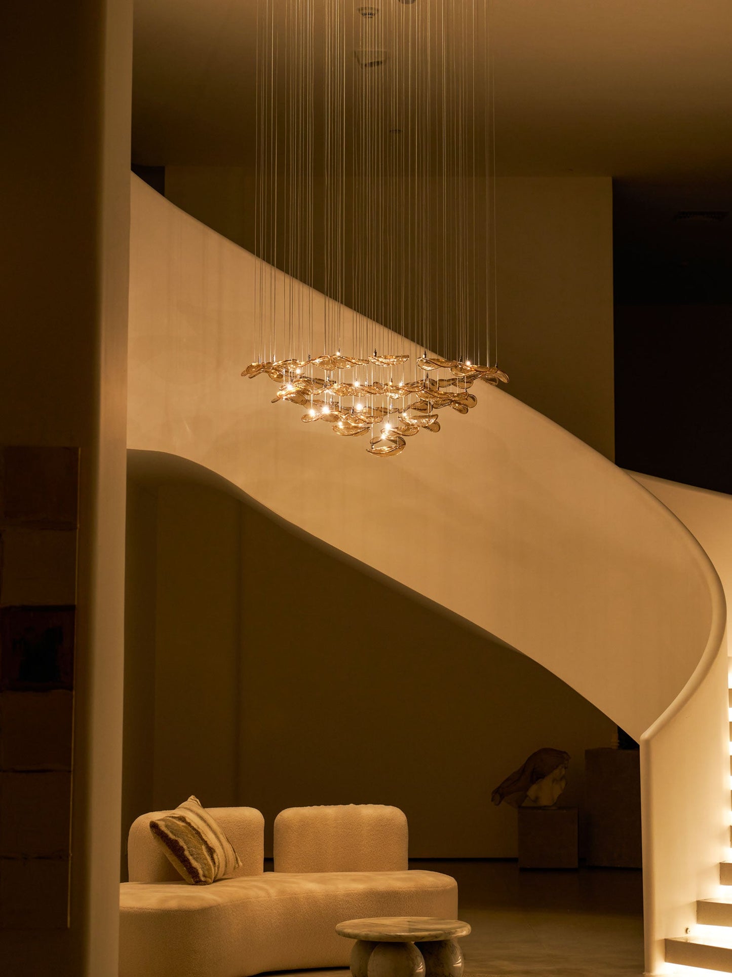 Elegant Wave Floating Leaf Chandelier with Adjustable Brightness & Eco