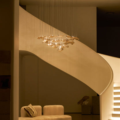 Elegant Wave Floating Leaf Chandelier with Adjustable Brightness & Eco