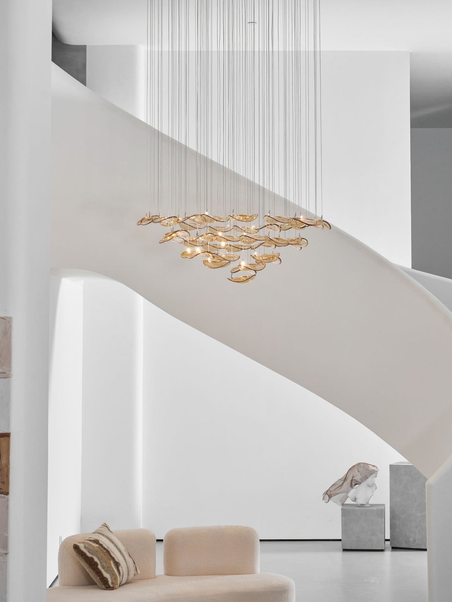 Elegant Wave Floating Leaf Chandelier with Adjustable Brightness & Eco
