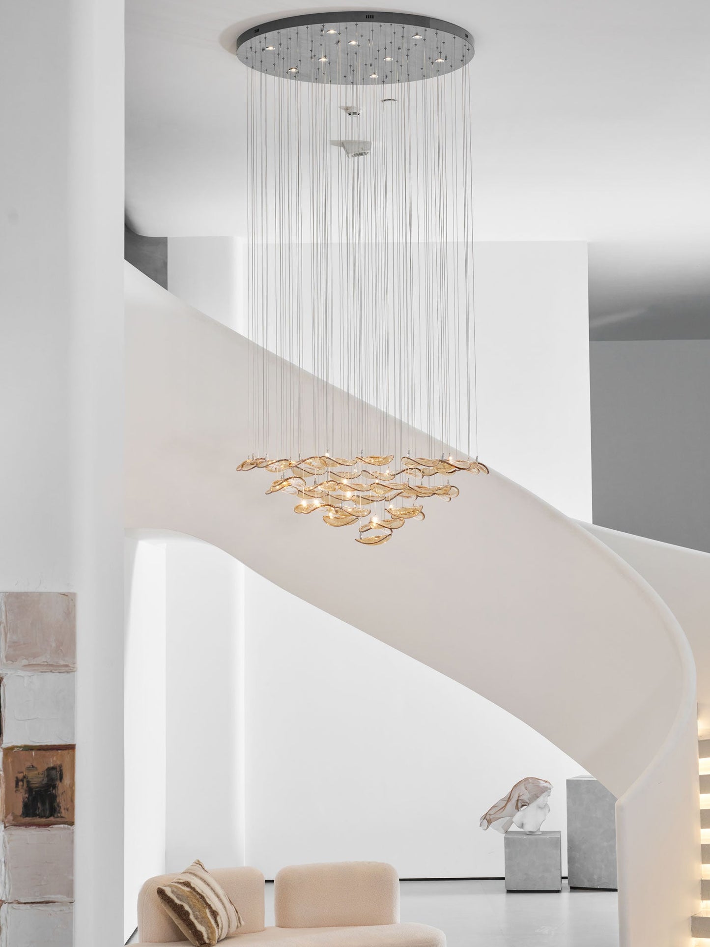 Elegant Wave Floating Leaf Chandelier with Adjustable Brightness & Eco