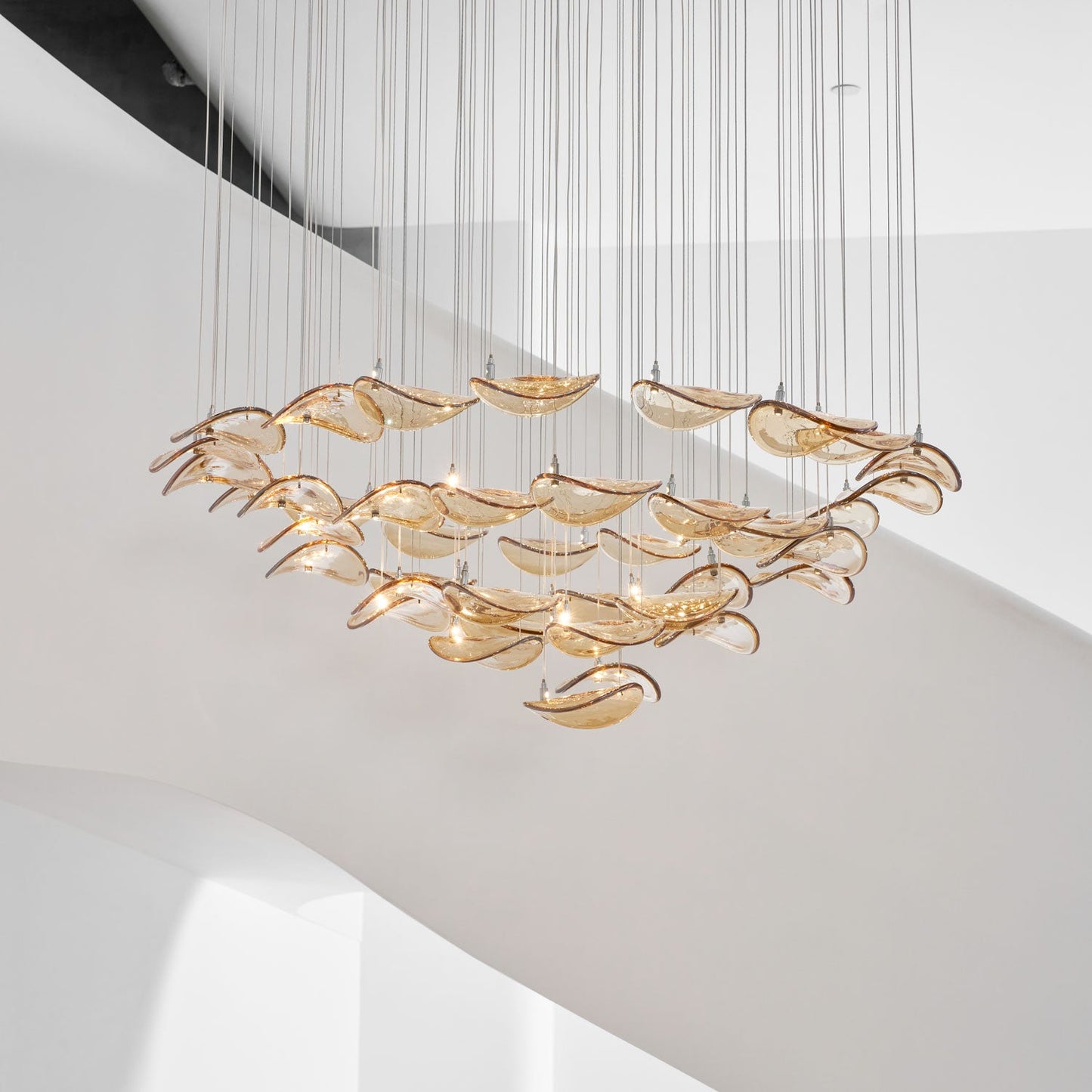 Elegant Wave Floating Leaf Chandelier with Adjustable Brightness & Eco