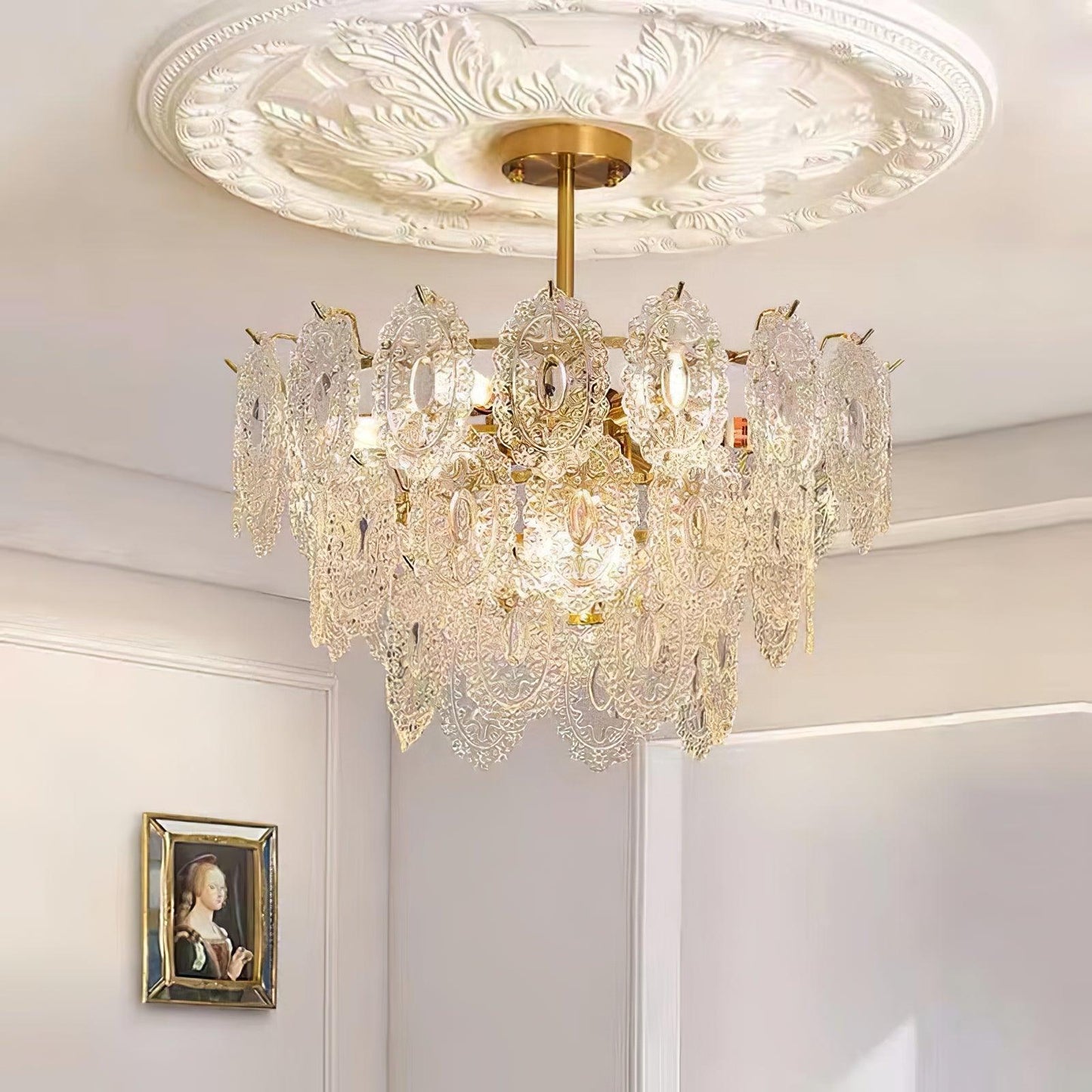 Elegant Wave Glass Chandelier - Modern Design with Adjustable Height