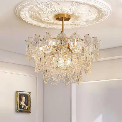 Elegant Wave Glass Chandelier - Modern Design with Adjustable Height