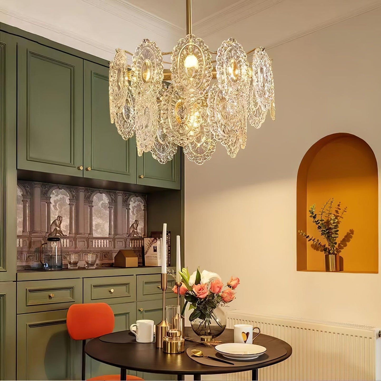 Elegant Wave Glass Chandelier - Modern Design with Adjustable Height