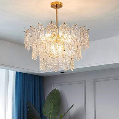 Elegant Wave Glass Chandelier - Modern Design with Adjustable Height
