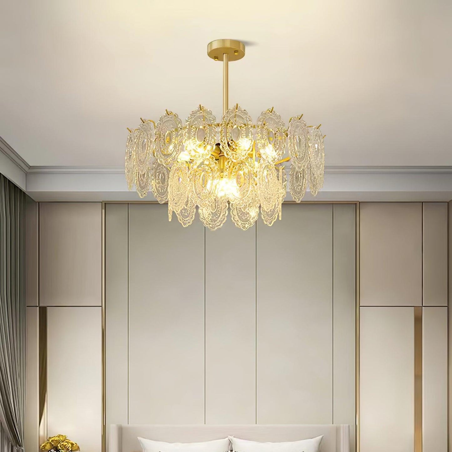 Elegant Wave Glass Chandelier - Modern Design with Adjustable Height