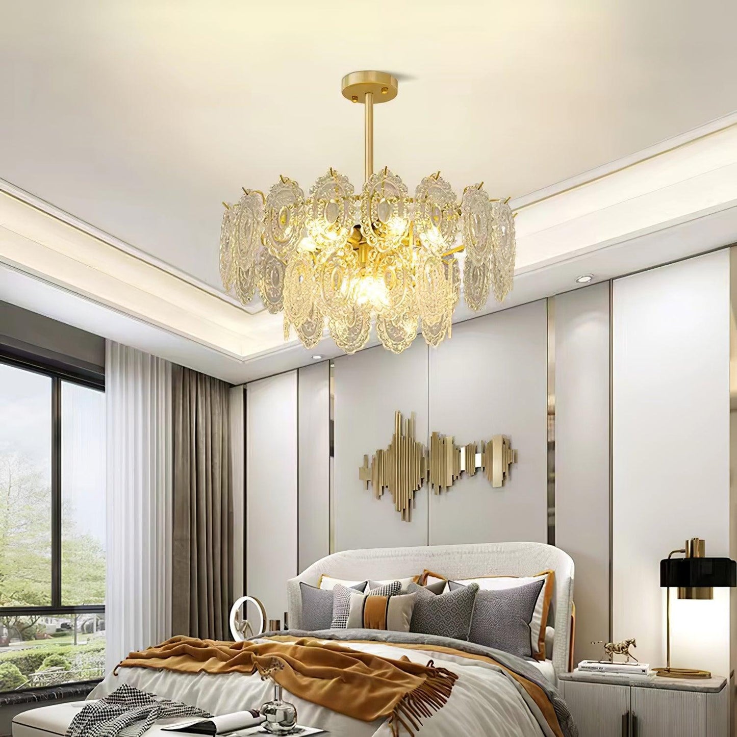 Elegant Wave Glass Chandelier - Modern Design with Adjustable Height