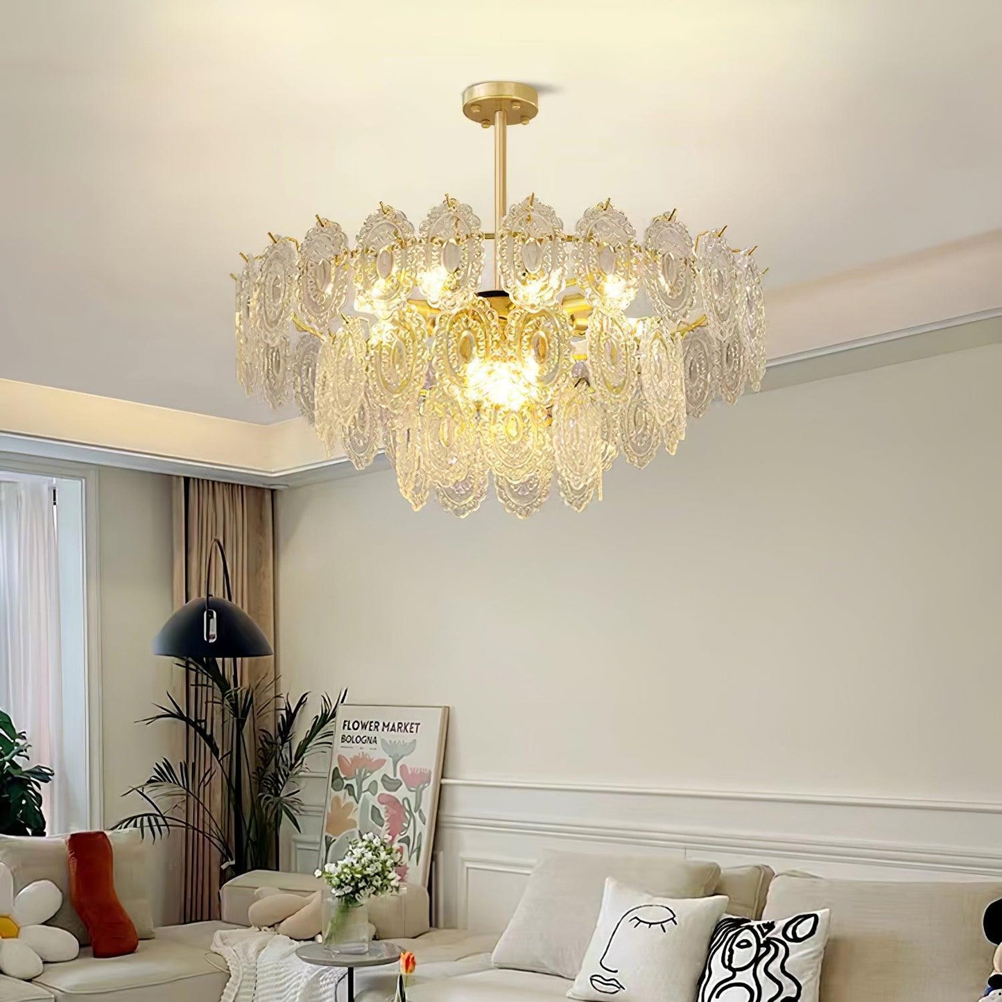 Elegant Wave Glass Chandelier - Modern Design with Adjustable Height