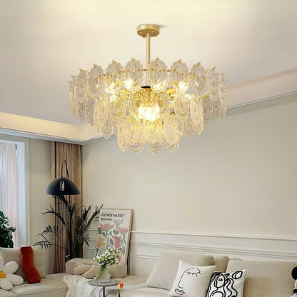 Elegant Wave Glass Chandelier - Modern Design with Adjustable Height