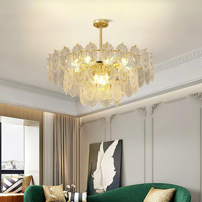 Elegant Wave Glass Chandelier - Modern Design with Adjustable Height