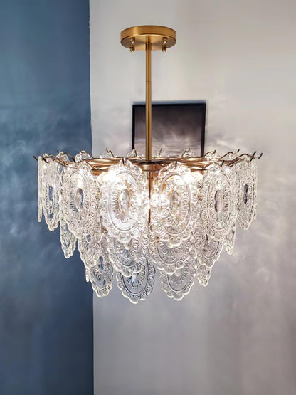 Elegant Wave Glass Chandelier - Modern Design with Adjustable Height