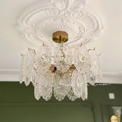 Elegant Wave Glass Chandelier - Modern Design with Adjustable Height