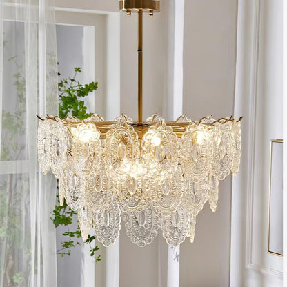Elegant Wave Glass Chandelier - Modern Design with Adjustable Height