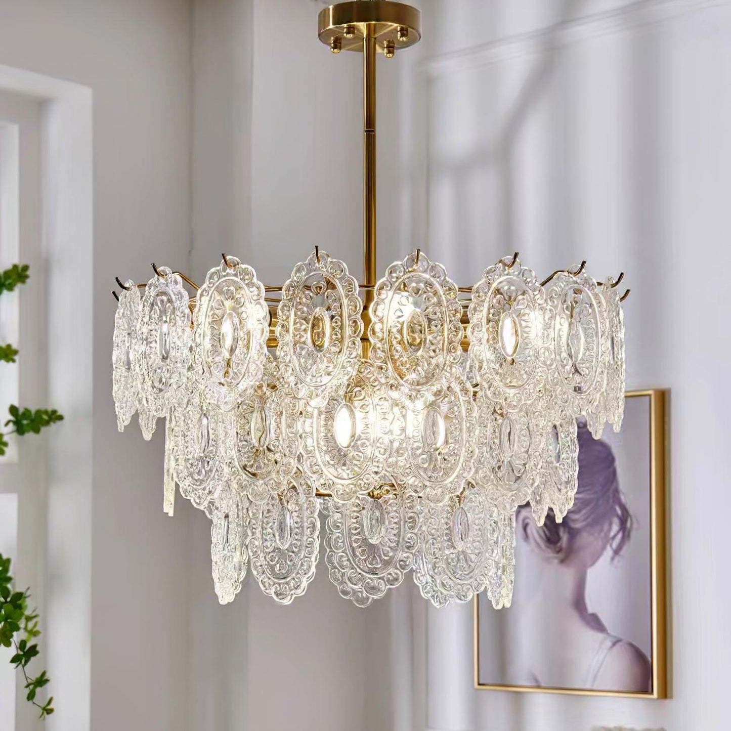 Elegant Wave Glass Chandelier - Modern Design with Adjustable Height