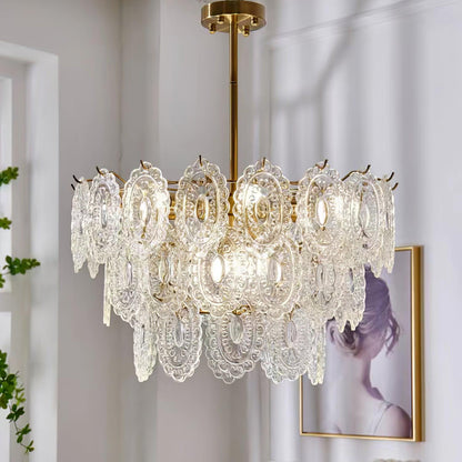 Elegant Wave Glass Chandelier - Modern Design with Adjustable Height