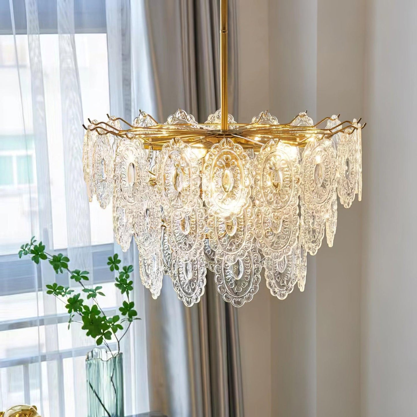 Elegant Wave Glass Chandelier - Modern Design with Adjustable Height