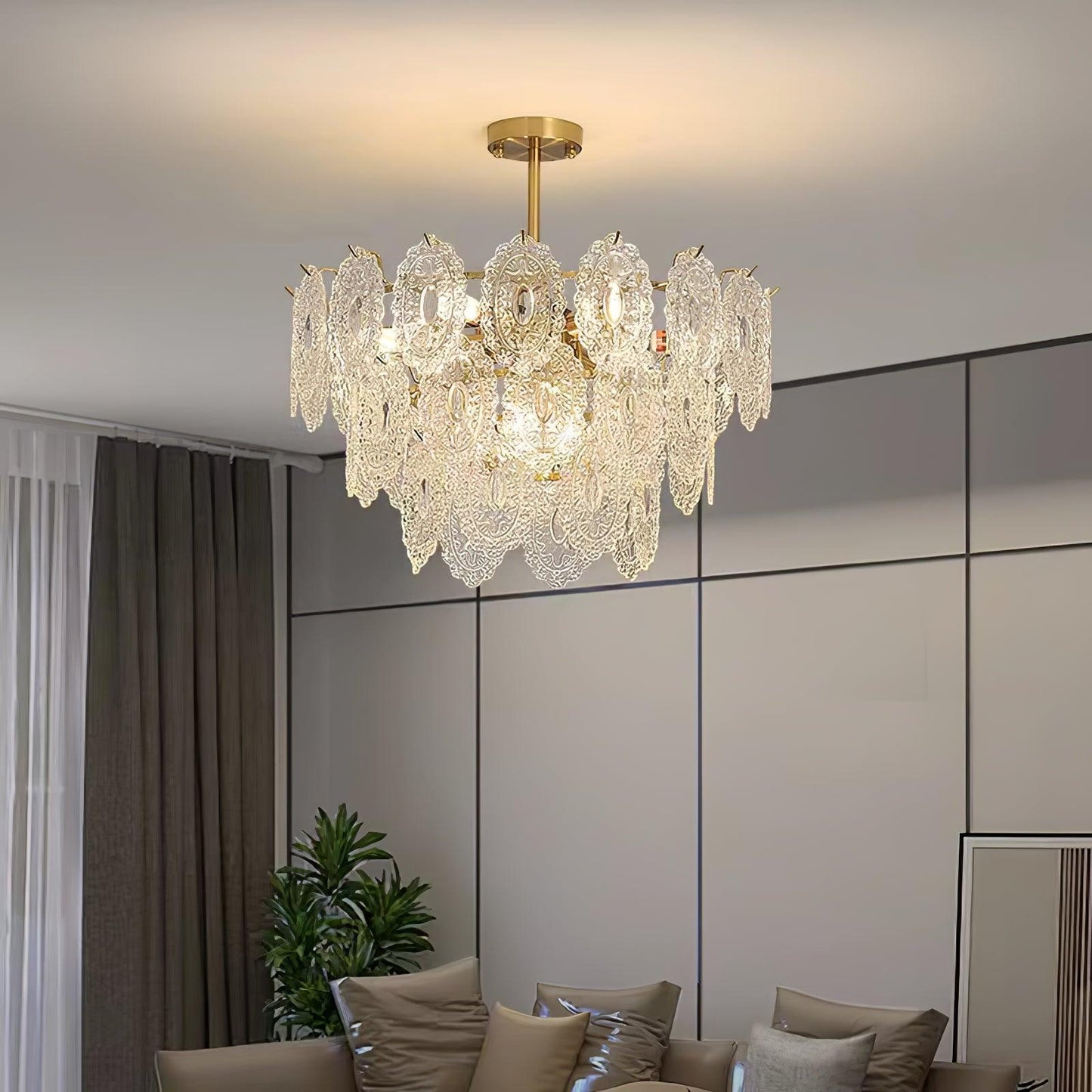 Elegant Wave Glass Chandelier - Modern Design with Adjustable Height
