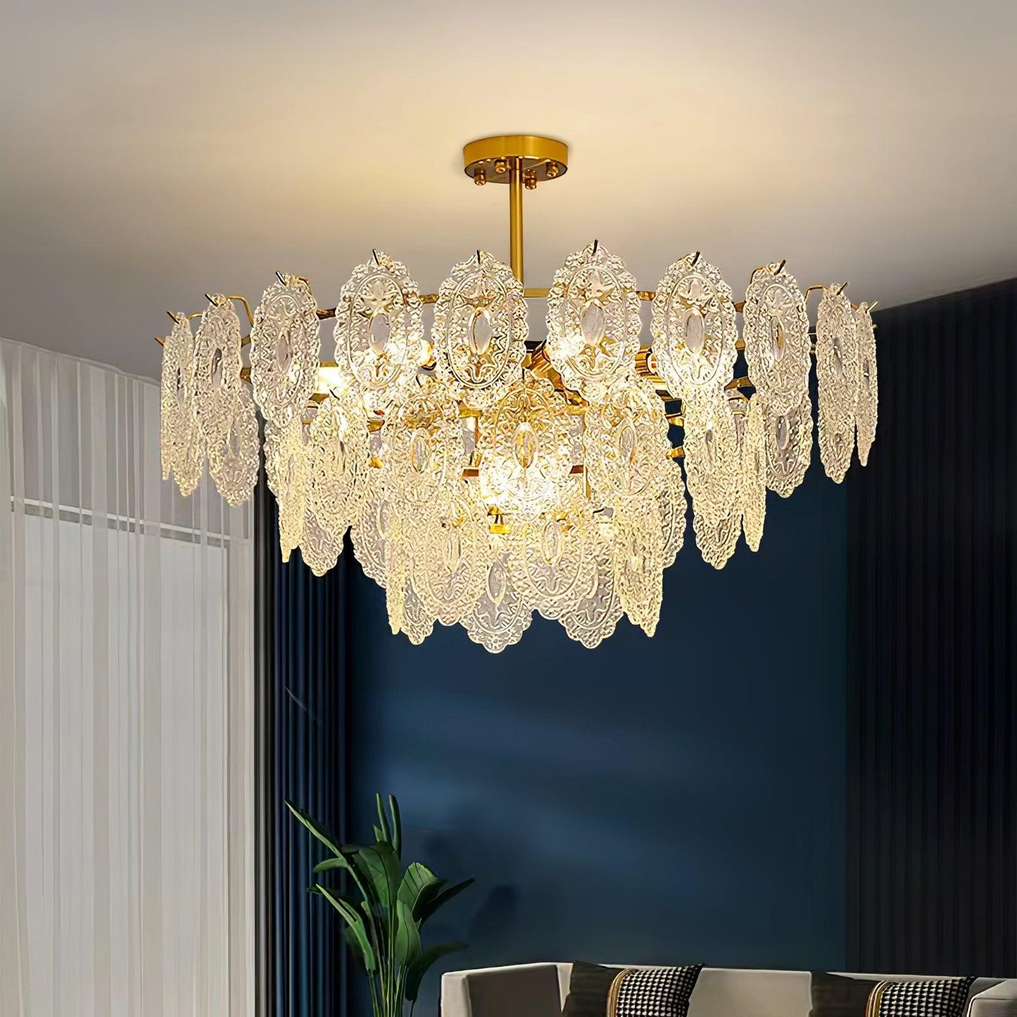 Elegant Wave Glass Chandelier - Modern Design with Adjustable Height