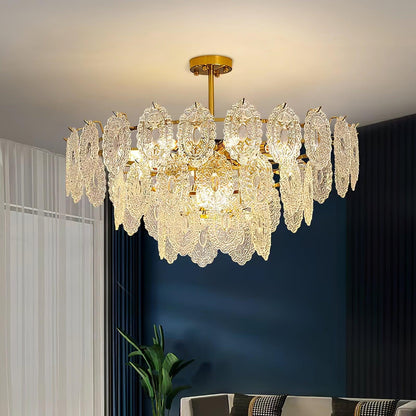 Elegant Wave Glass Chandelier - Modern Design with Adjustable Height