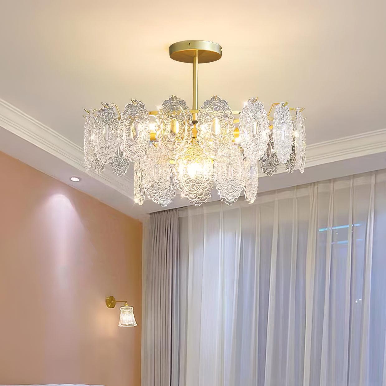 Elegant Wave Glass Chandelier - Modern Design with Adjustable Height